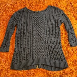 Women’s MOTH by Anthropologie Cable knit Sweater with Back Zipper sz XS Navy